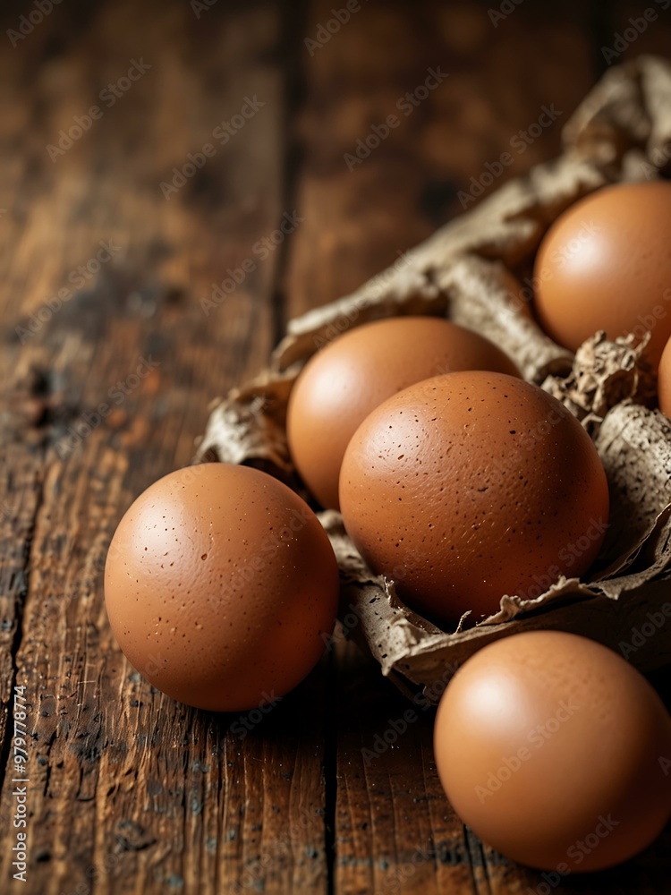 Natural brown eggs on a rustic wooden background. Natural brown eggs on a rustic wooden background.