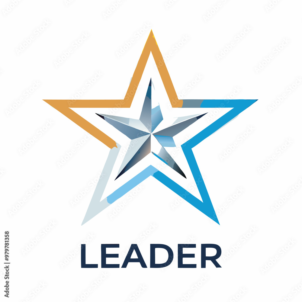 Obraz premium A stylized star, blending elements of classic nautical symbolism with a modern, dynamic gradient design, forms a striking and versatile emblem of leadership