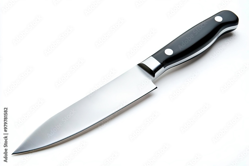 A sharp kitchen knife with a sleek design, ideal for various culinary tasks and food preparation. A sharp kitchen knife with a sleek design, ideal for various culinary tasks and food preparation.