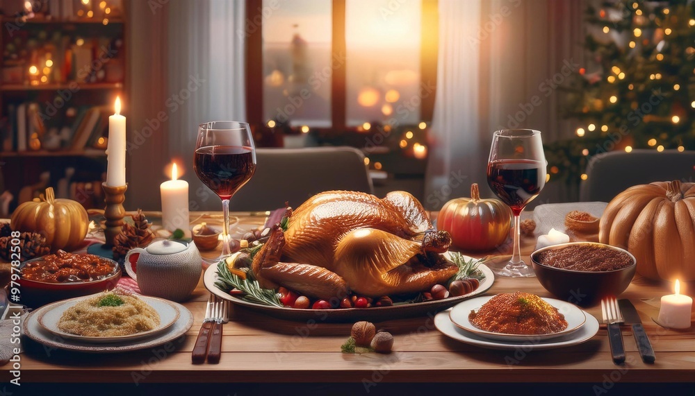 turkey roasted on the table for thanksgiving or christmas turkey roasted on the table for thanksgiving or christmas