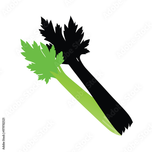 a celery vector silhouette, isolated on white background 