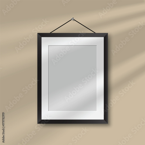 Blank photo frame with shadow overlay effect realistic vector illustration