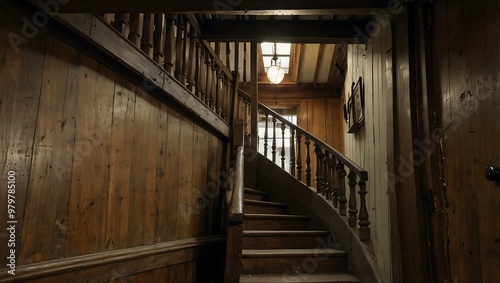 Old wooden stairwell in Liberty, London.