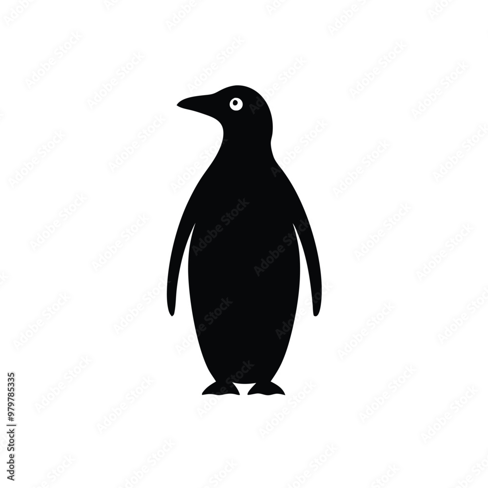 Naklejka premium a Penguin, vector silhouette, isolated on white background