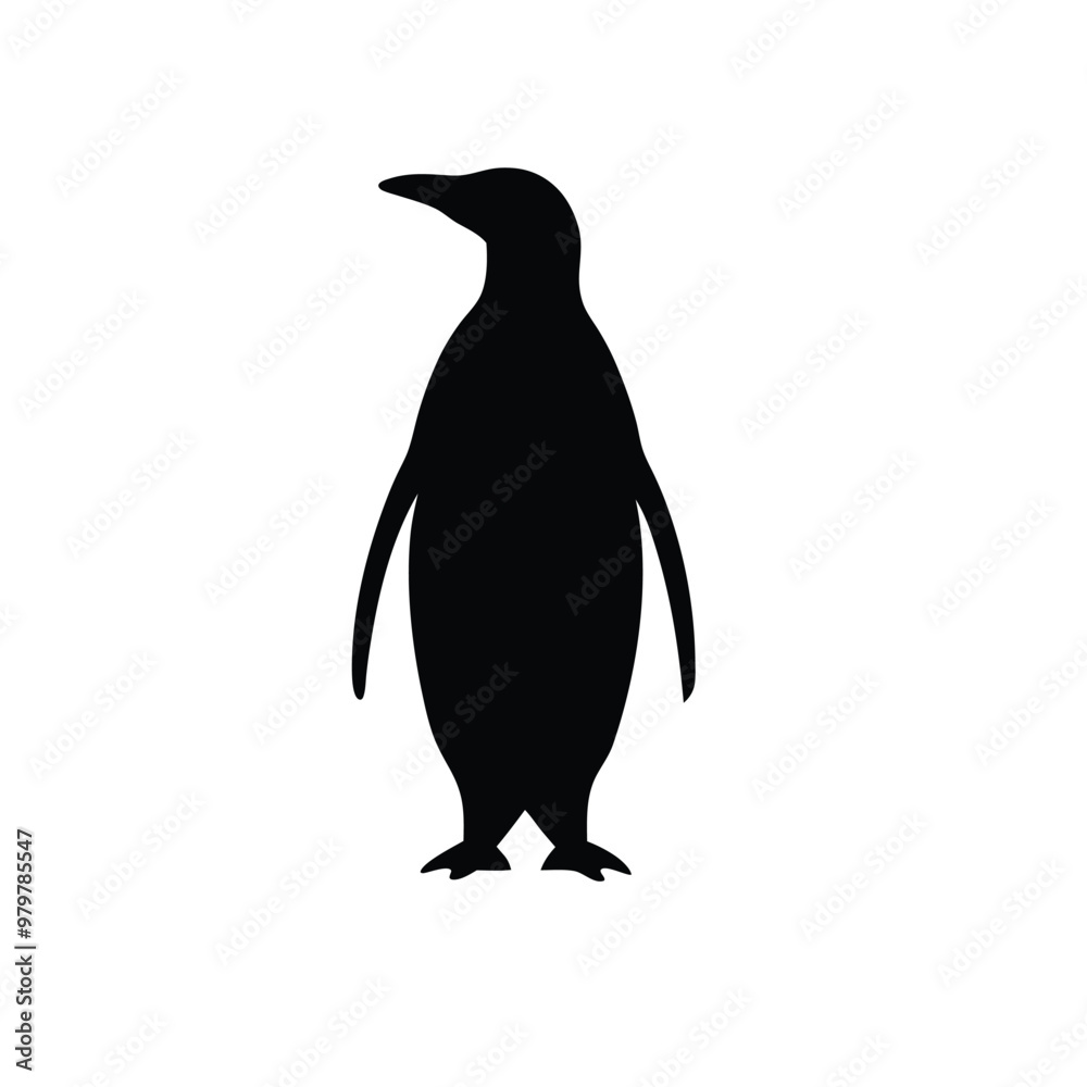 Naklejka premium a Penguin, vector silhouette, isolated on white background
