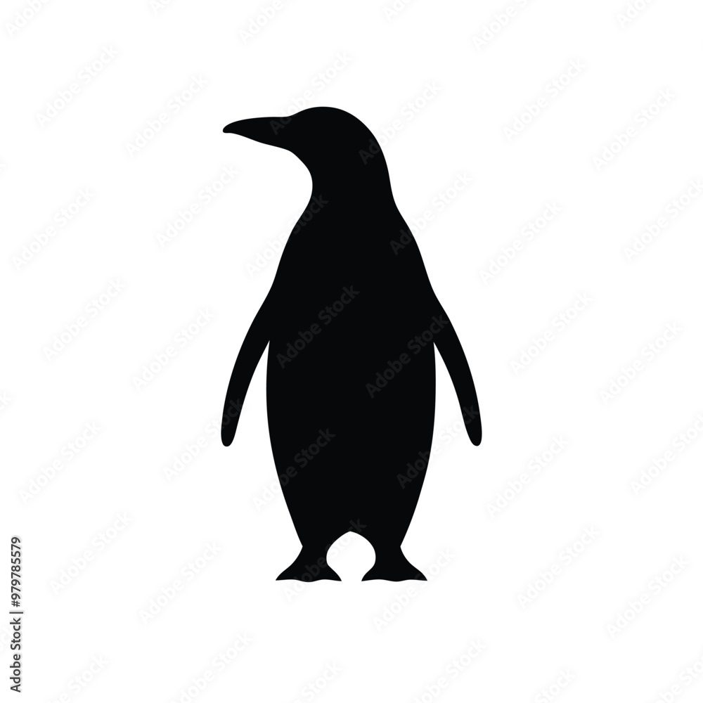 Fototapeta premium a Penguin, vector silhouette, isolated on white background 