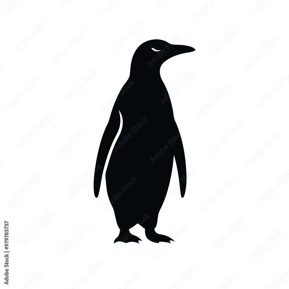 Fototapeta premium a Penguin, vector silhouette, isolated on white background 