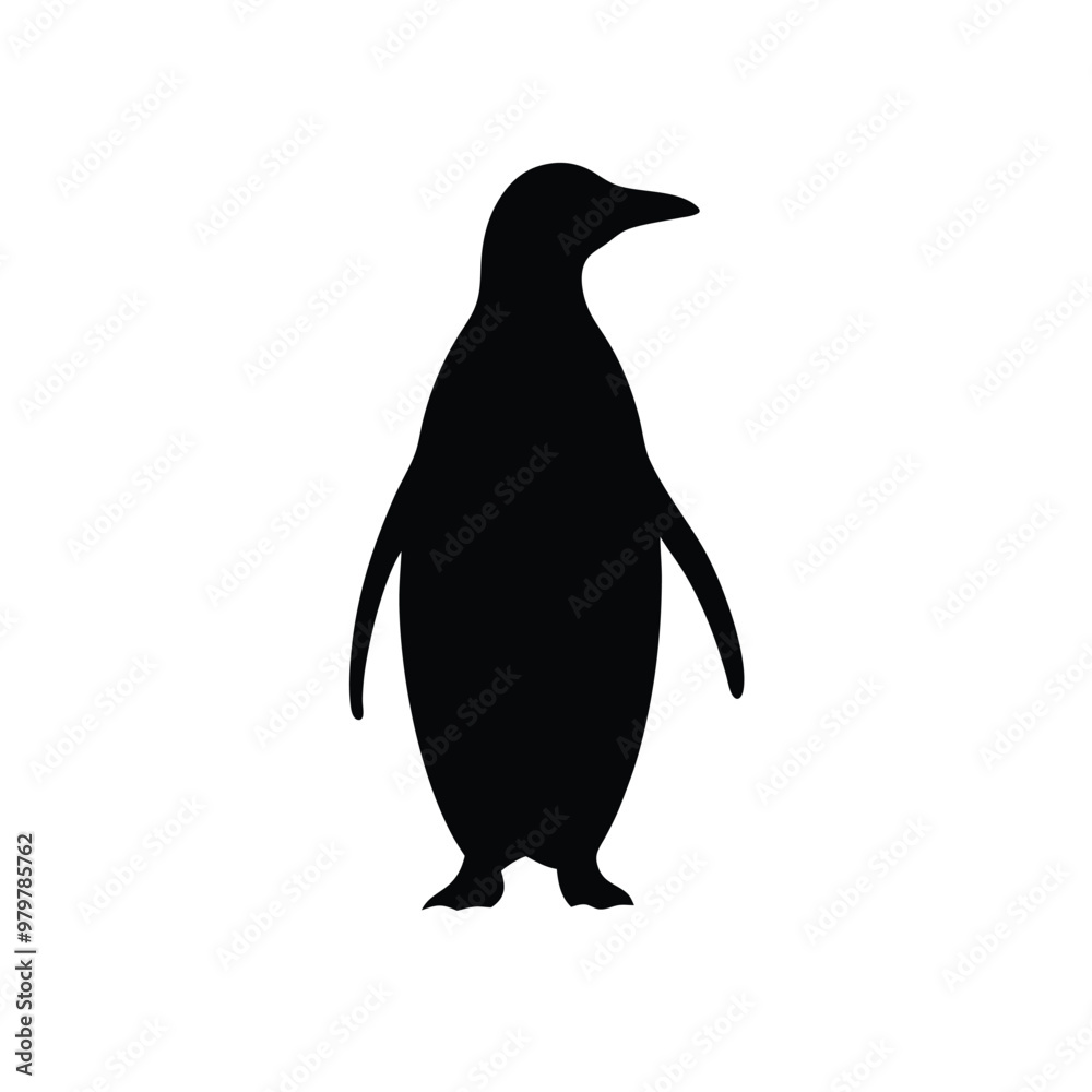 Fototapeta premium a Penguin, vector silhouette, isolated on white background 
