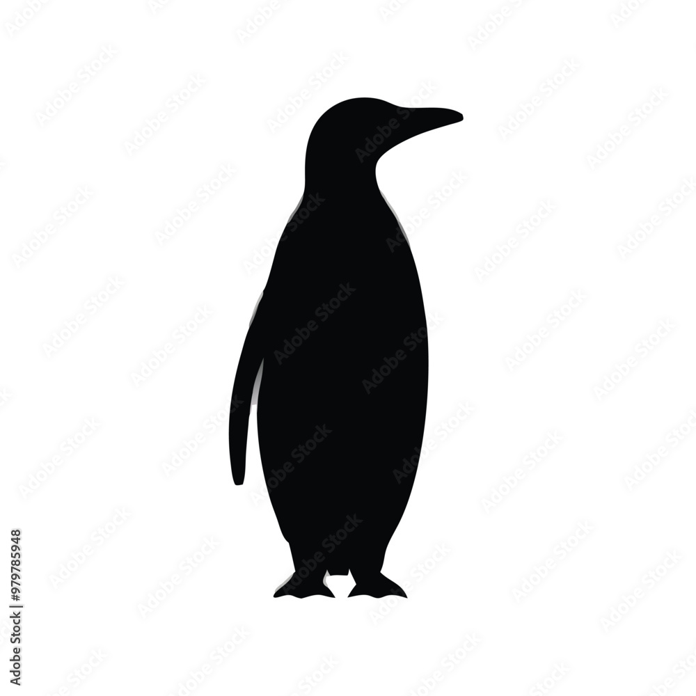 Fototapeta premium a Penguin, vector silhouette, isolated on white background 
