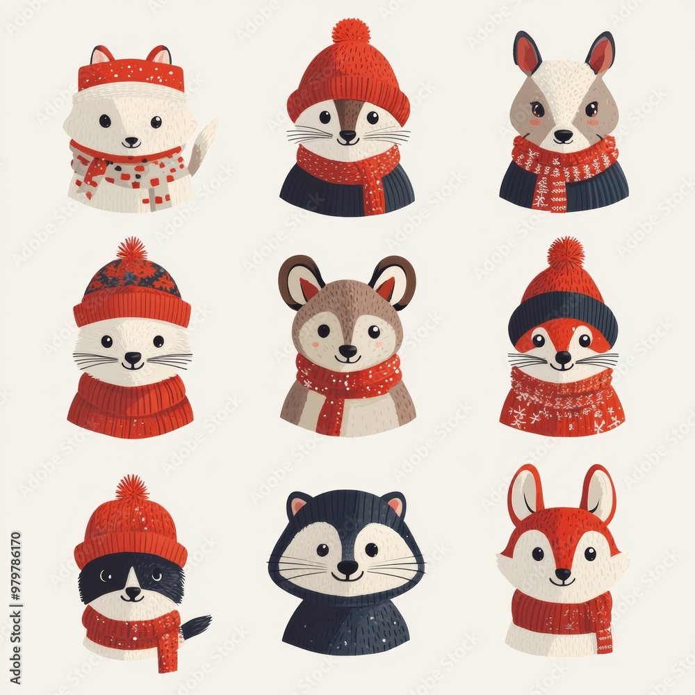 Cute Animals Wearing Winter Hats and Scarves Cute Animals Wearing Winter Hats and Scarves
