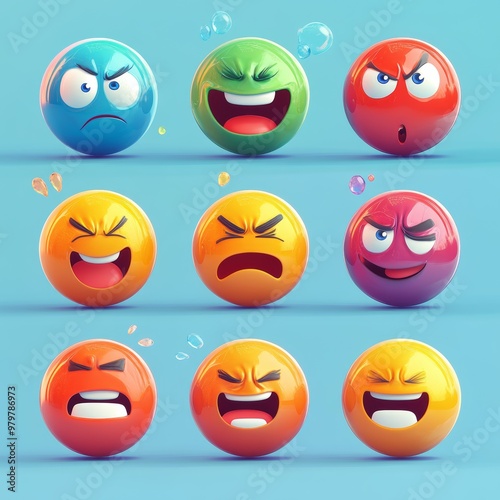 3D Emojis with Different Facial Expressions and Moods