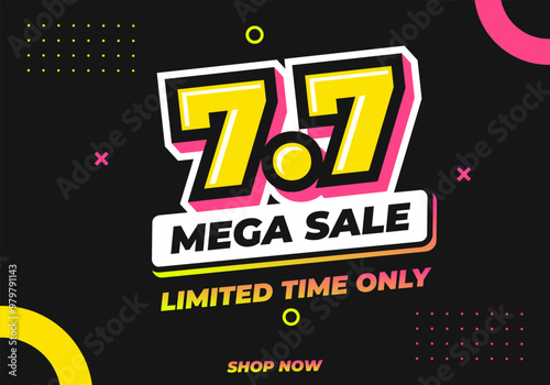 7.7 Shopping Day Banner Template design special offer discount, Shopping day banner template