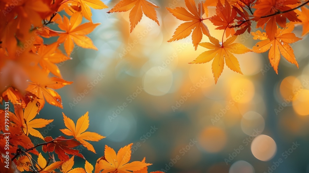 Beautiful Vibrant Autumn Leaves Featuring a Soft Bokeh Background That Enhances Their Charm Beautiful Vibrant Autumn Leaves Featuring a Soft Bokeh Background That Enhances Their Charm