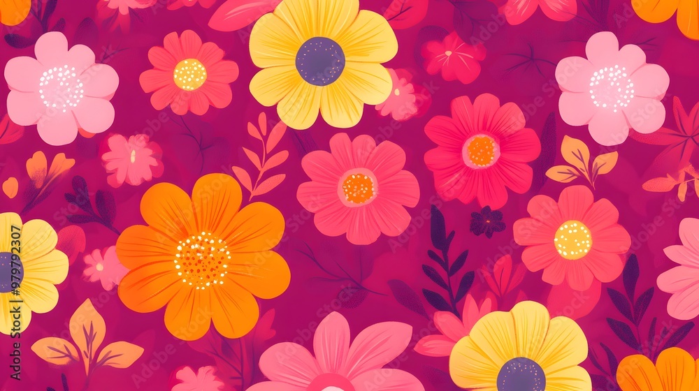 Flowers, Florals, Leaves, Shapes, Waves, Pink and Orange, Abstract Image, Texture, Pattern Background, Wallpaper, Cover and Screen for Smartphone, PC, Laptop, 9:16 and 16:9 Format