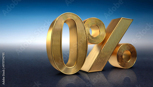  Gold 0 Percent 3D number – A 3D-rendered golden -0-- symbol, commonly used for sales promot_1(227) photo