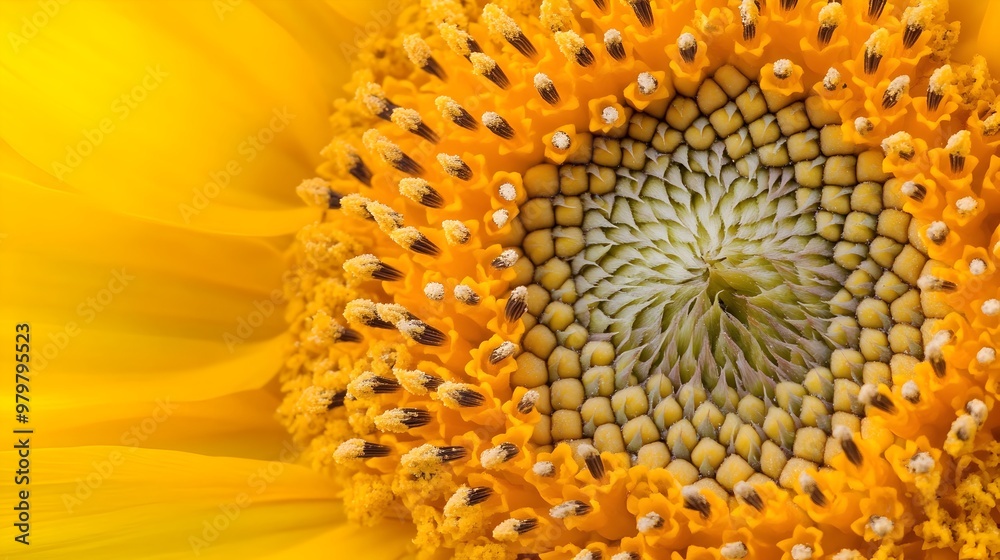 Vibrant Sunflower Center with Intricate Seed Patterns and Textures Vibrant Sunflower Center with Intricate Seed Patterns and Textures