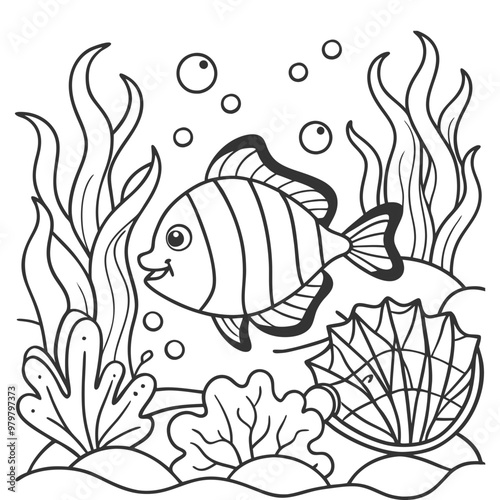 fish under water outline 