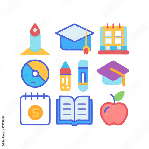 Collection of back to school theme vector icons