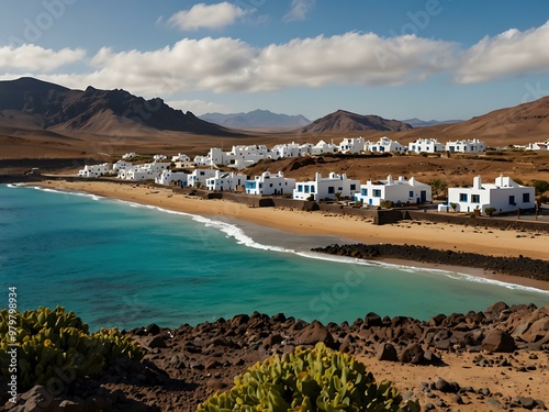 View of Majanicho village in Fuerteventura, Canary Islands. photo