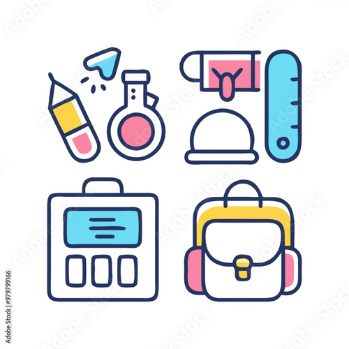 Collection of back to school theme vector icons