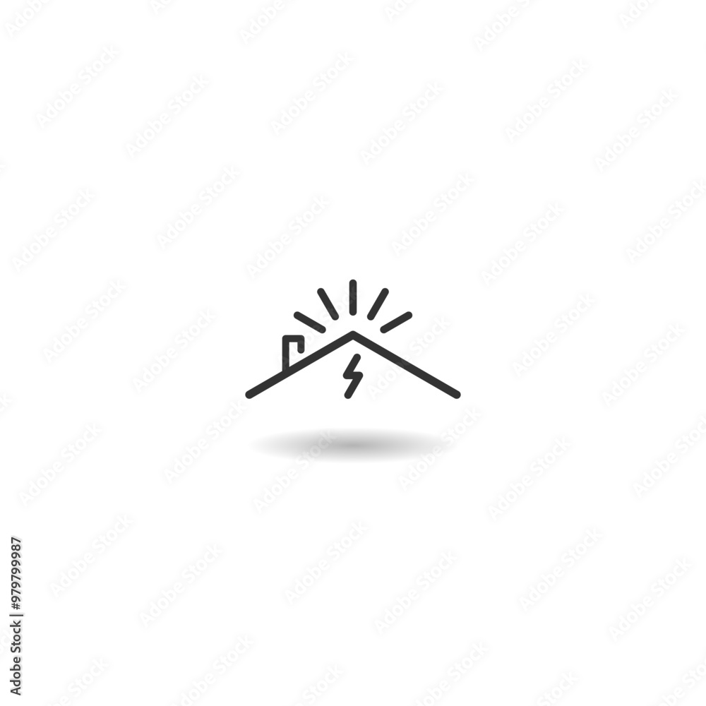 Solar house icon with shadow Solar house icon with shadow