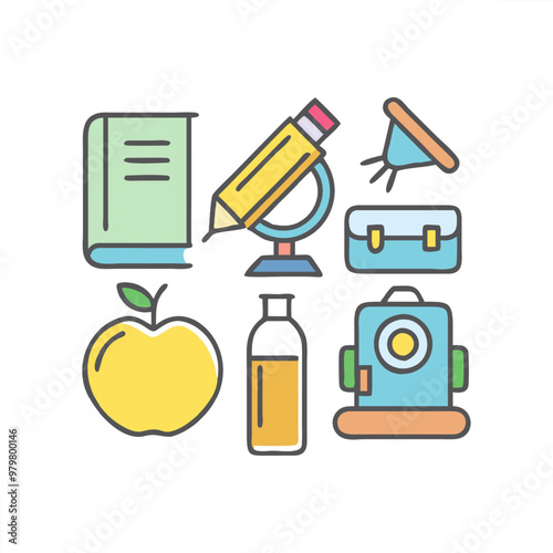Collection of back to school theme vector icons