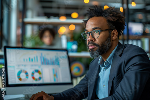 Businessman auditing accounting and reviewing financial statement report for the financial status of the business