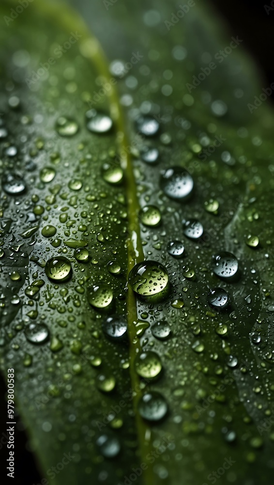 Water droplets on a leaf, close-up. Water droplets on a leaf, close-up.
