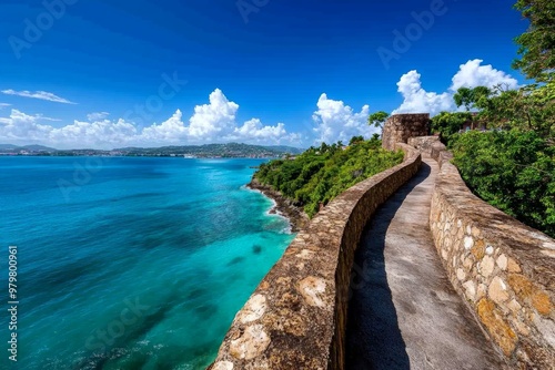 Trinidad and Tobago's historic Fort George, offering panoramic views of Port of Spain and the surrounding ocean photo