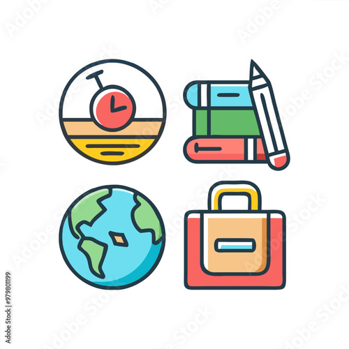 Back to school theme icon set