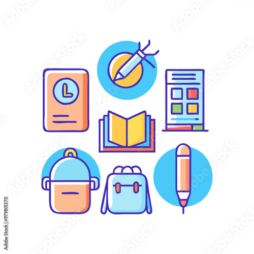 Back to school theme icon set