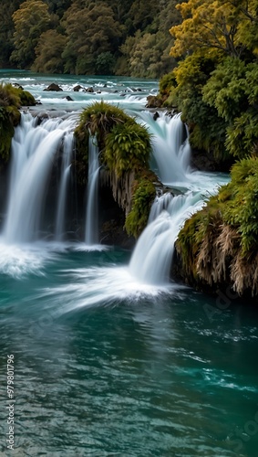 Waterfalls at Huka Falls in Waikato.