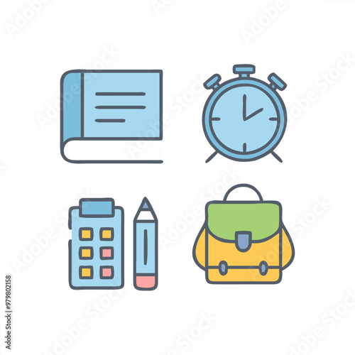 Back to school theme icon set