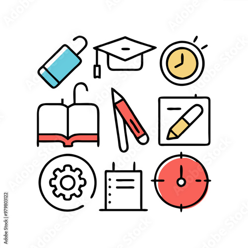 Back to school theme icon set