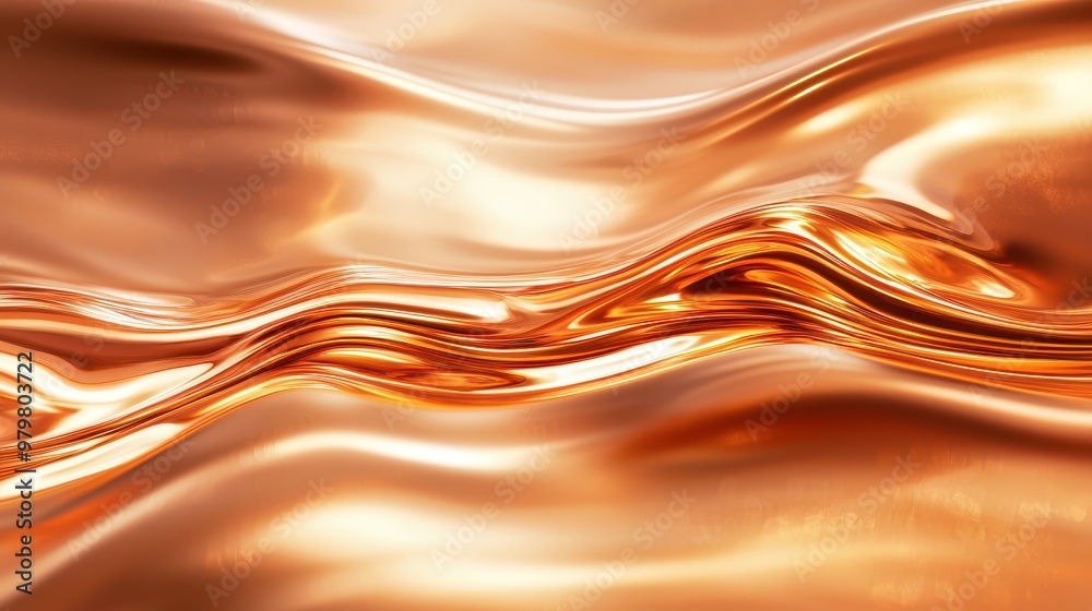 Abstract wave pattern in copper tones, showcasing smooth texture and vibrant shimmer. Ideal for backgrounds and artistic designs. Abstract wave pattern in copper tones, showcasing smooth texture and vibrant shimmer. Ideal for backgrounds and artistic designs.