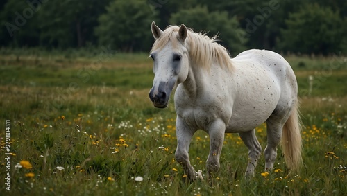 White horse in a meadow