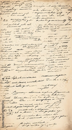 Antique Old Paper with Handwriting, Abstract Image, Texture, Pattern Background, Wallpaper, Cover and Screen for Smartphone, PC, Laptop, 9:16 and 16:9 Format