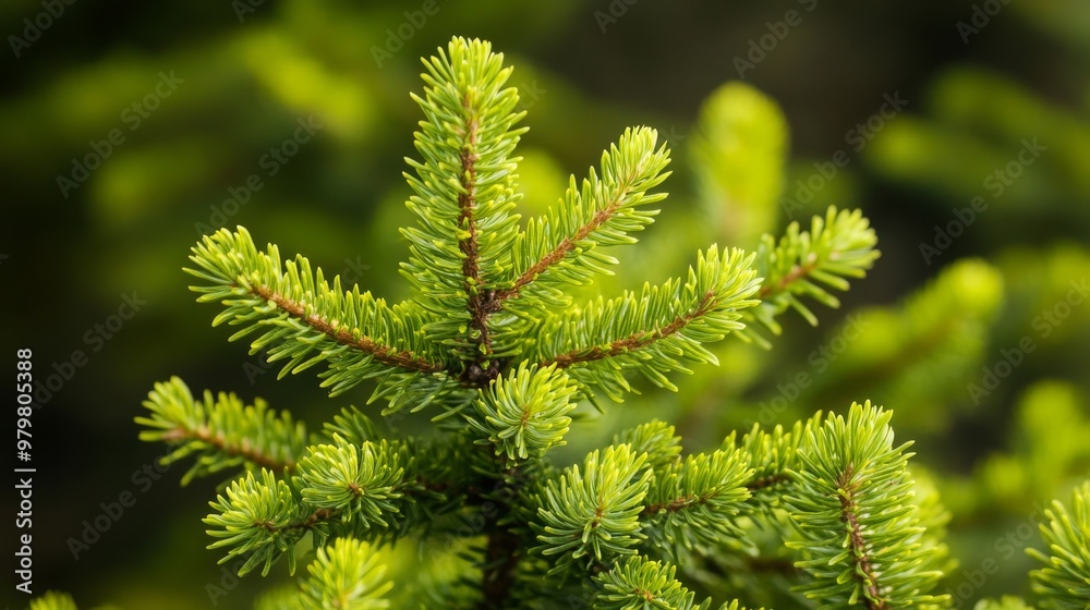 A close-up of a pine tree branch. A close-up of a pine tree branch.