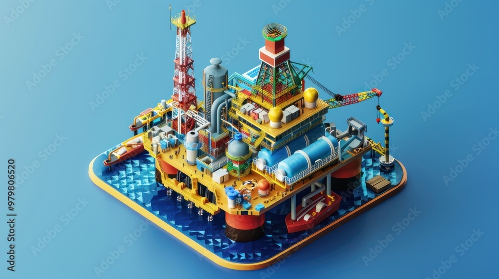 Low Poly Oil Rig Illustration Low Poly Oil Rig Illustration