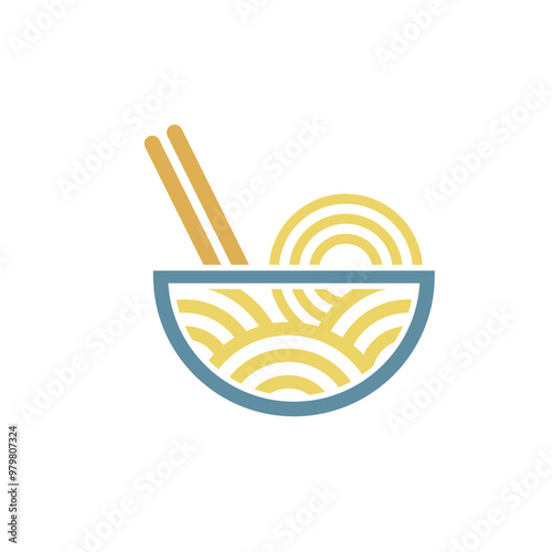 Template Bowl Noodles Vector Logo Illustration. The illustration suitable for any business related to ramen, noodles, fast food restaurant, or any other business related.