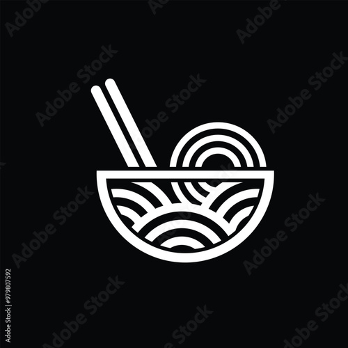 Template Bowl Noodles Vector Logo Illustration. The illustration suitable for any business related to ramen, noodles, fast food restaurant, or any other business related.