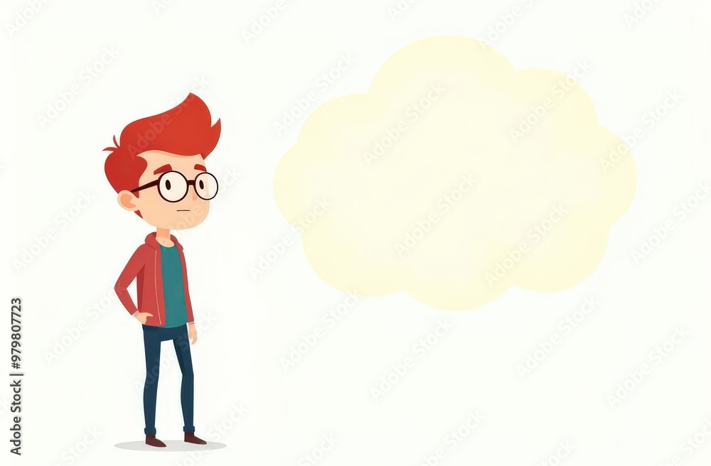 Thoughtful Guy and Cloud for Text Thoughtful Guy and Cloud for Text