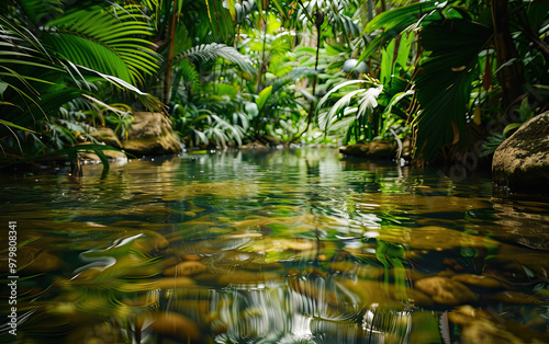 water flow near the river in the forest