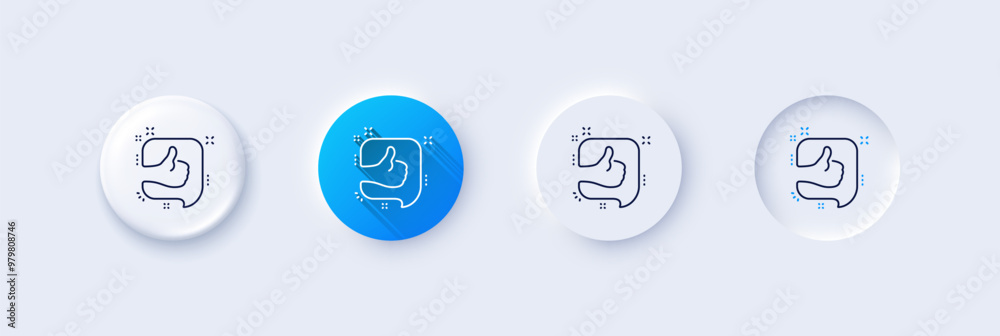 Like line icon. Neumorphic, Blue gradient, 3d pin buttons. Customer satisfaction sign. Best service symbol. Line icons. Neumorphic buttons with outline signs. Vector