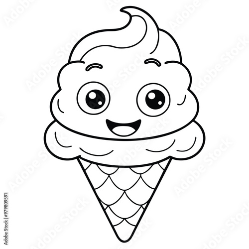  a cute ice cream doodle for kids coloring page
