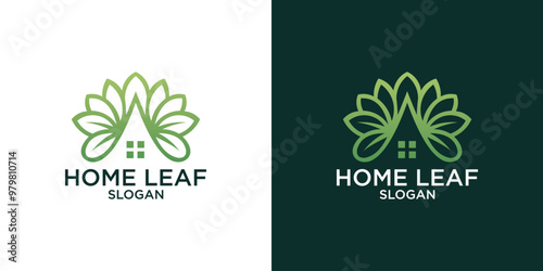 abstract house and leaves logo design vector	