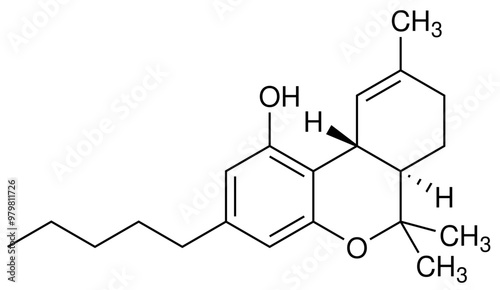 Tetrahydrocannabinol THC Hanf Chemie Strukturformel	