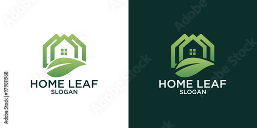 abstract house and leaves logo design vector	