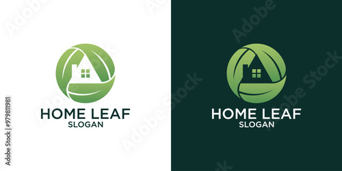 abstract house and leaves logo design vector	