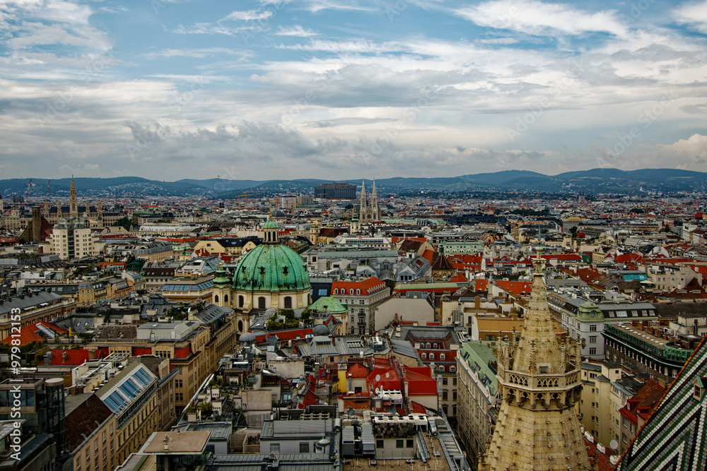 Fototapeta premium Vienna Austria capital in Europe EU crossed by the Danube river. The monuments and places that have been able to unite the history of ancient and medieval architecture to the contemporary. 